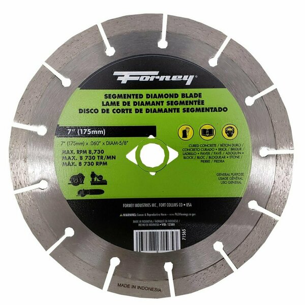 Forney Diamond Cut-Off Blade, Segmented, 7 in 71565